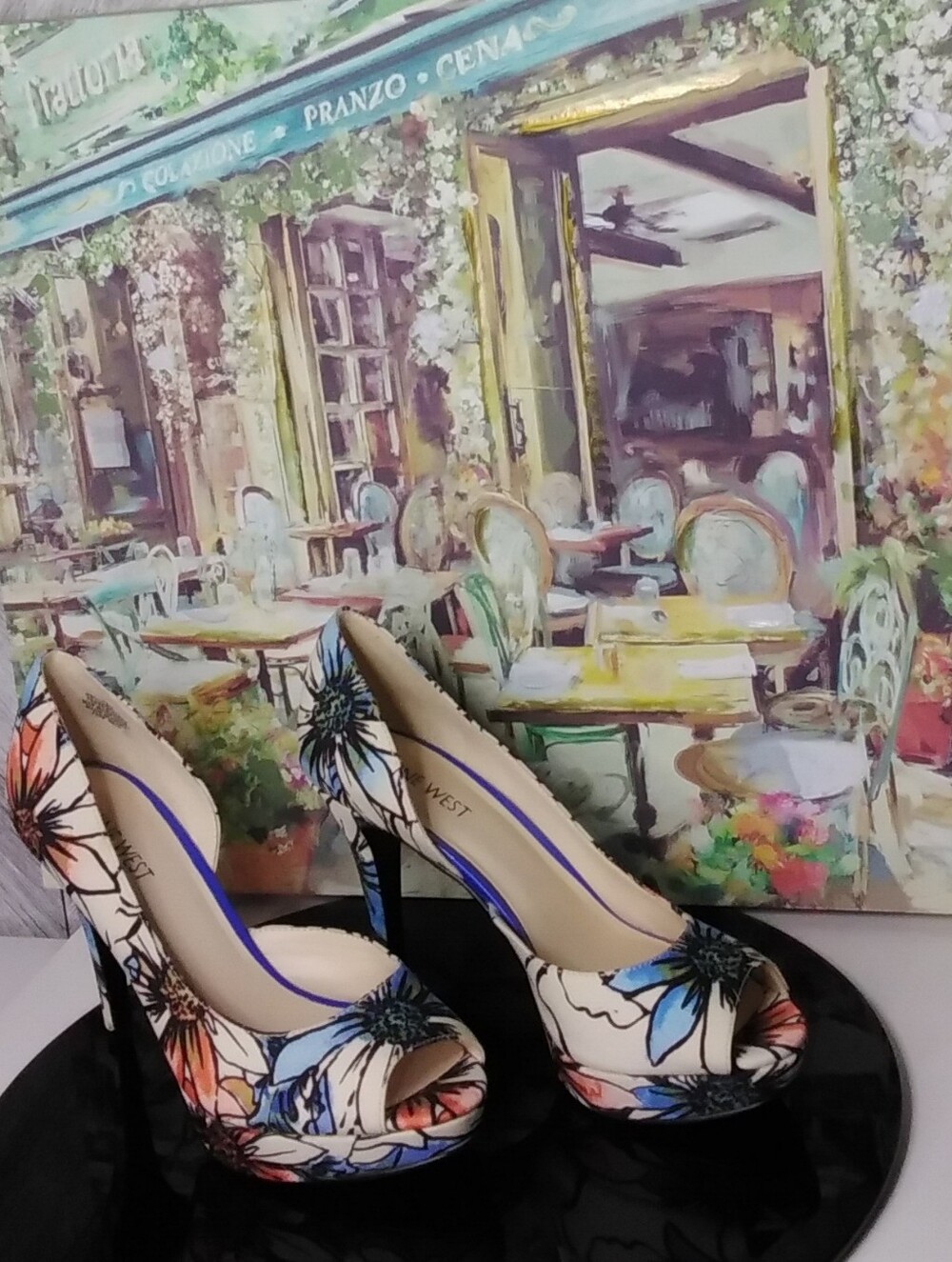 Nine West Constance Women Open-Toe Platform Heel Shoe US 7.5 M (Multi)